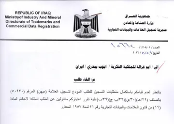 Ministryof Industry And Mineral مديرية تسجيل العلامات وانبيانات التجارية