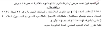 VAOV 4a VY شركة الكرم لانتاج المواد الغذائية المحدود