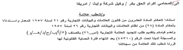 العشرون من قانون العلامات والبيانات التجا