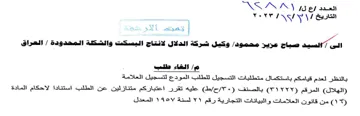 NS AN AY id gy anat وكيل شركة الدلال لانتاج البسكت والشكلة ال
