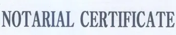 NOTARIAL CERTIFICATE