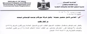 REPUBLIC OF IRAQ Ta 2 1 0 Ministryof Indu عديوية ين انطلامات وانبيانات التجارية